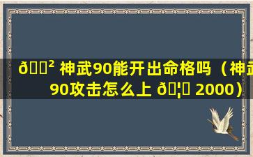 🌲 神武90能开出命格吗（神武90攻击怎么上 🦉 2000）